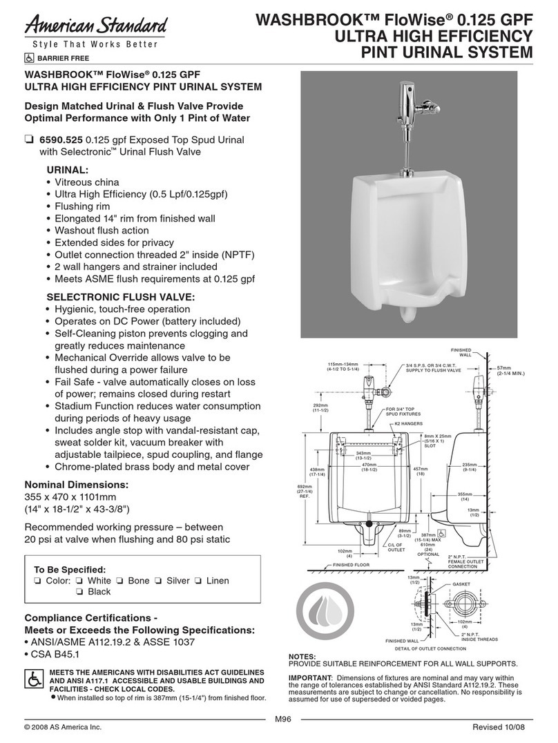 American Standard Washbrook FloWise 0.125 GPF 6590.525 Specification sheet
