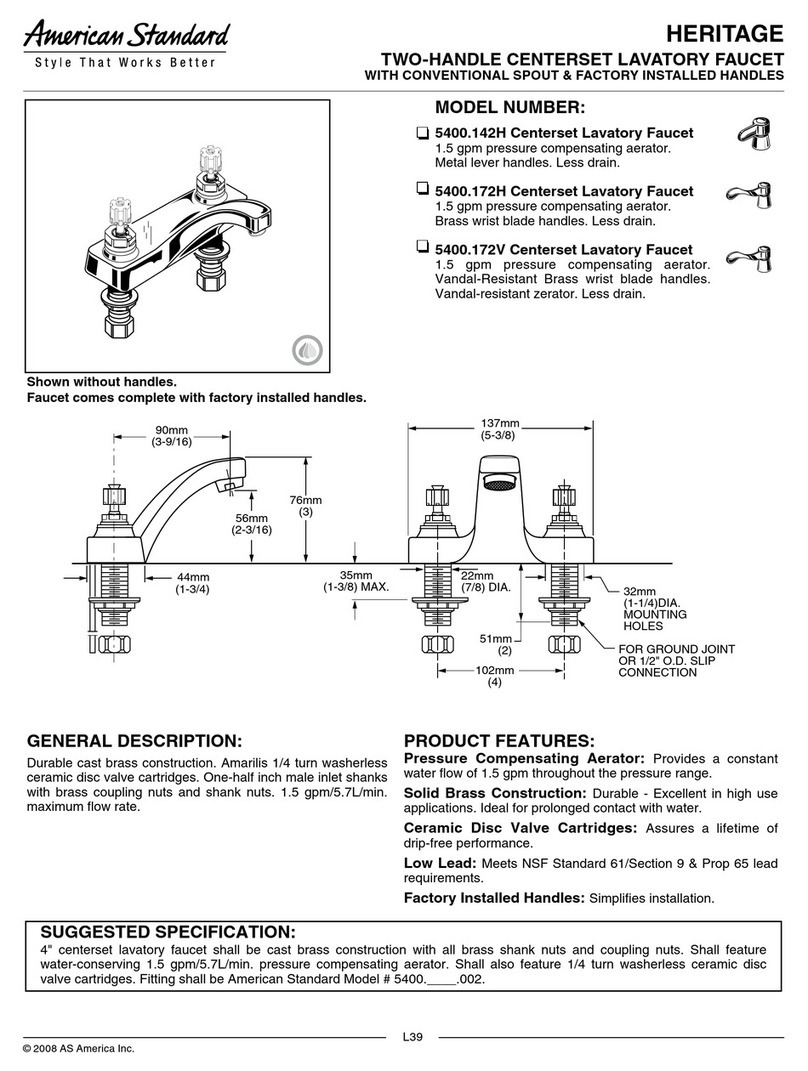 American Standard Two-Handle Centerset Lavatory Faucet... User manual