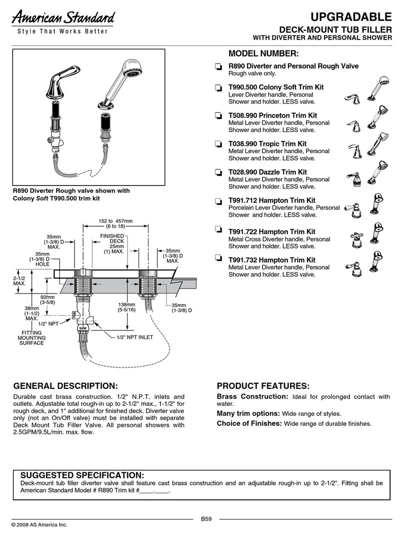 American Standard Upgradable Deck-Mount Tub Filler R890 Specification sheet American Standard Upgradable Deck-Mount Tub Filler R890 Specification sheet