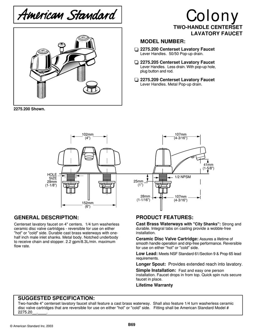 American Standard Two- Handle Centerset Lavatory Faucet... Specification sheet American Standard Two- Handle Centerset Lavatory Faucet... Specification sheet