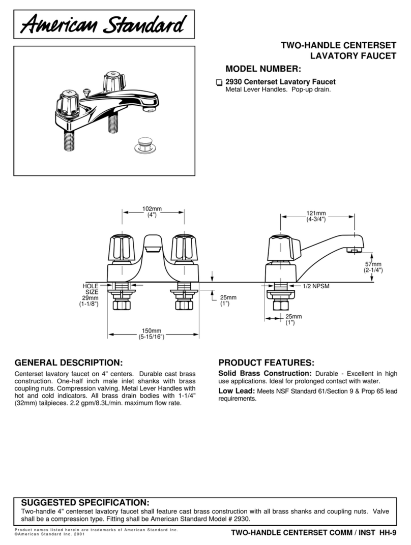 American Standard Two-Handle Centerset Lavatory Faucet 2930 User manual