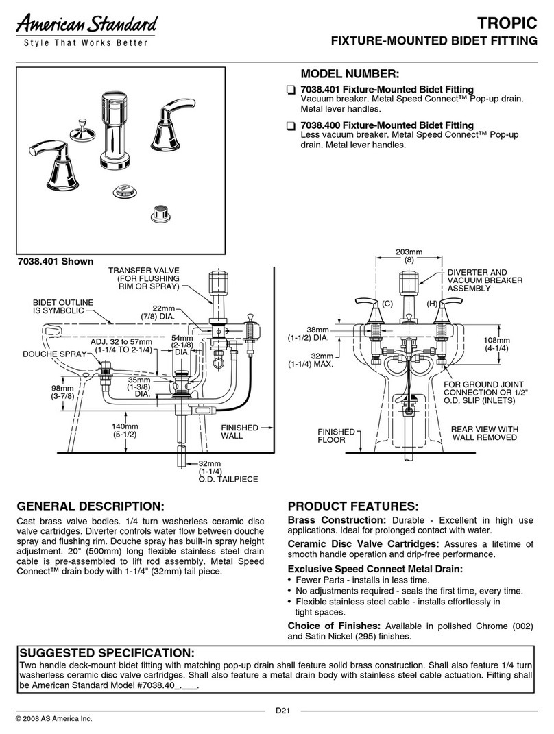 American Standard Tropic Fixture Mounted Bidet Fitting... User manual