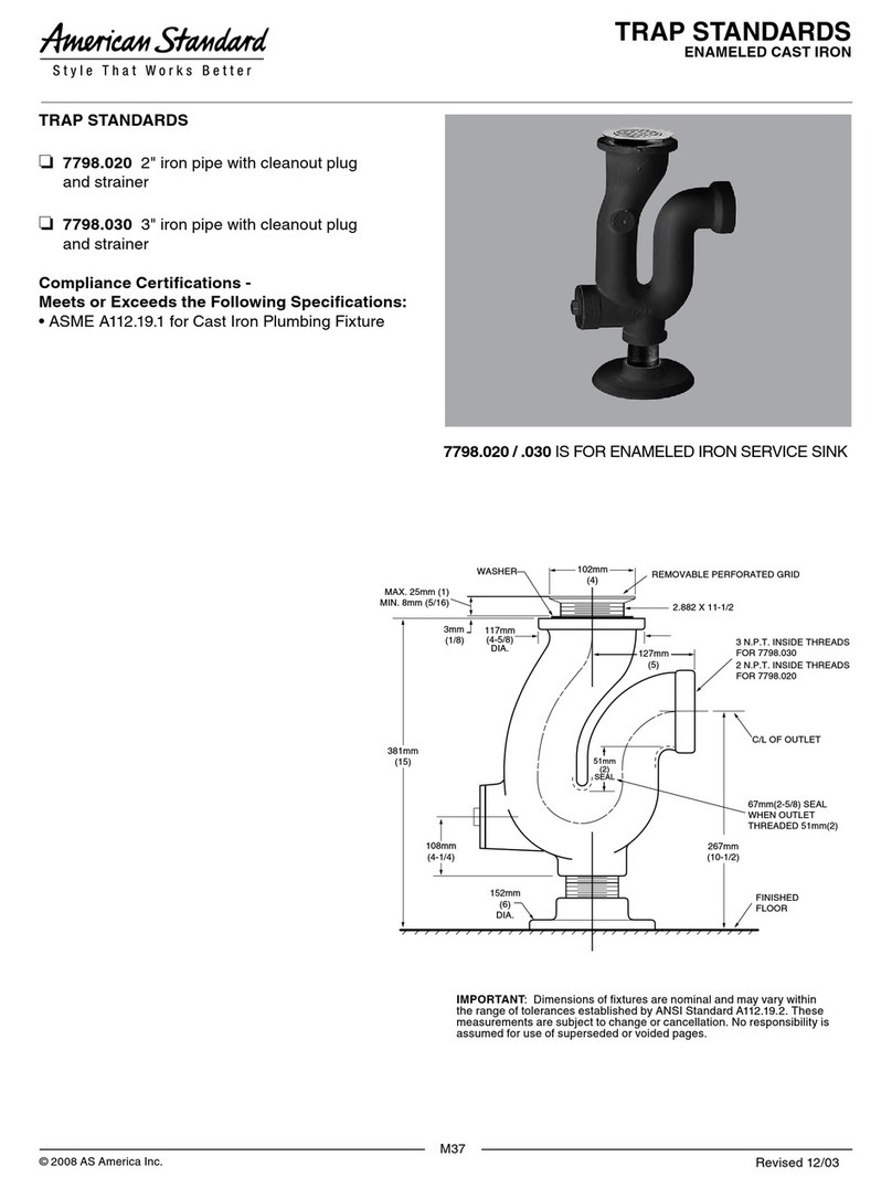 American Standard Trap Standards 7798.020 User manual