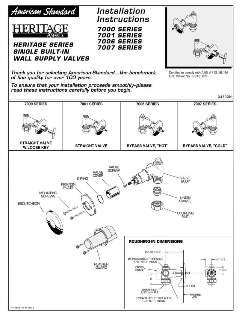 American Standard Single Built-In Wall Supply Valves 7000 installation instructions