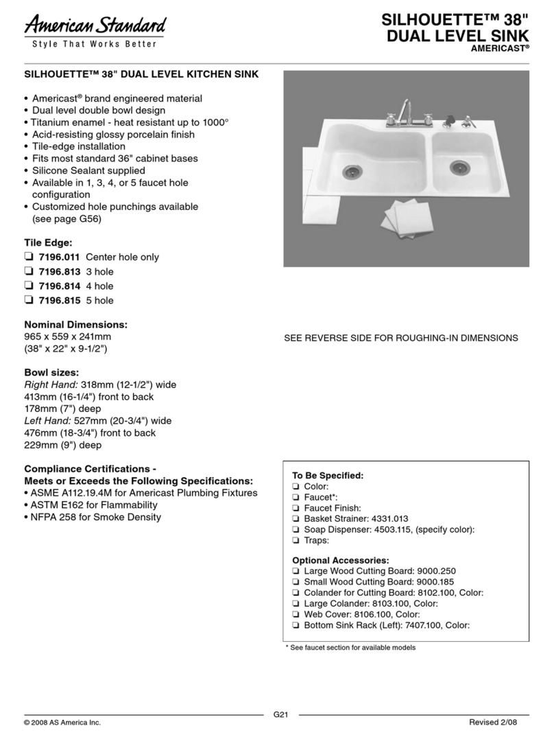 American Standard Silhouette 7196.011 Specification sheet American Standard Silhouette 7196.011 Specification sheet