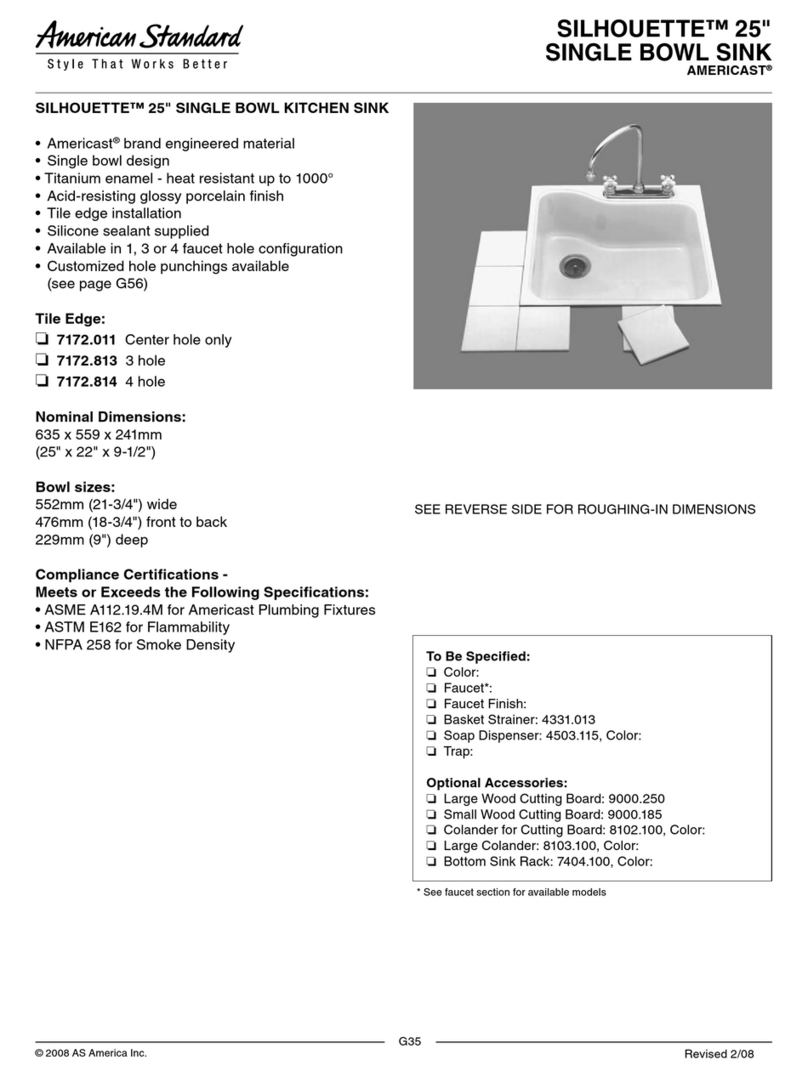 American Standard Silhouette 25 Specification sheet