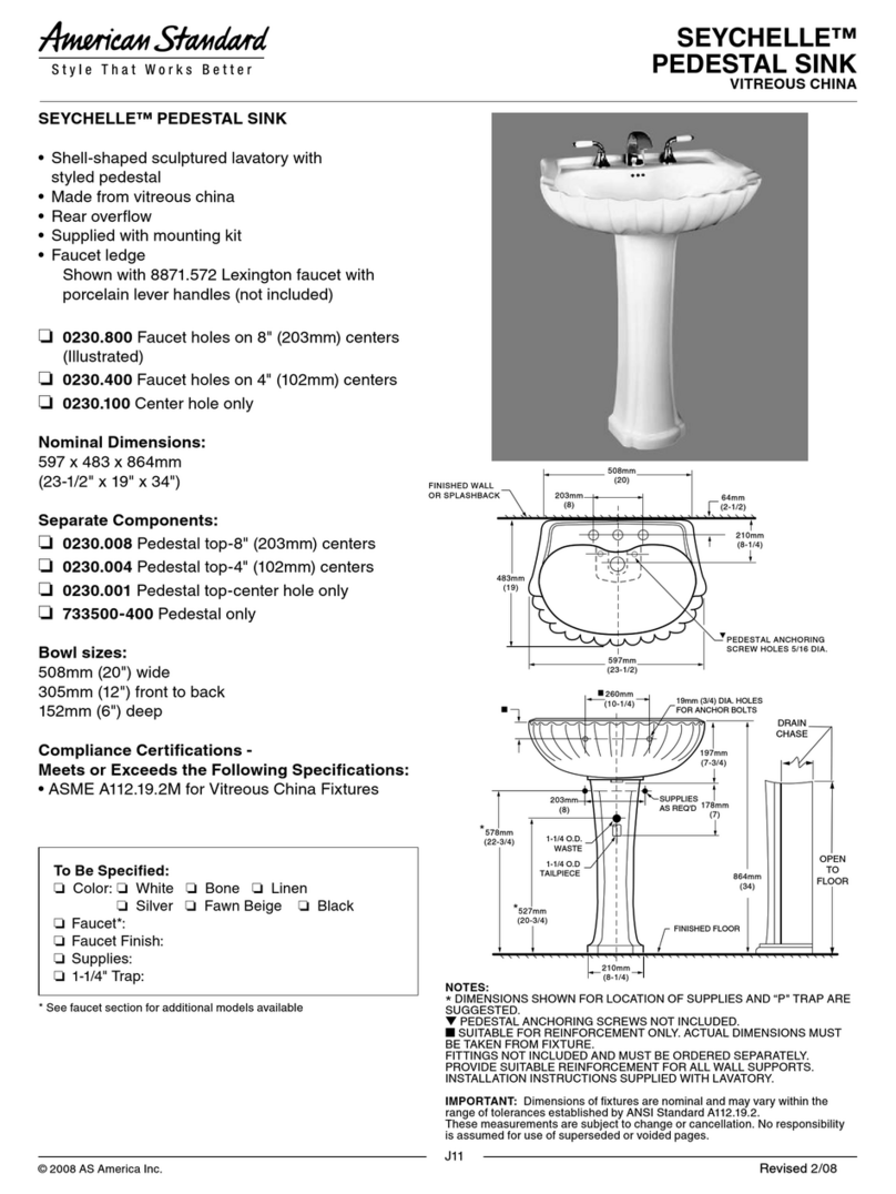American Standard Seychelle 0230.001 Specification sheet