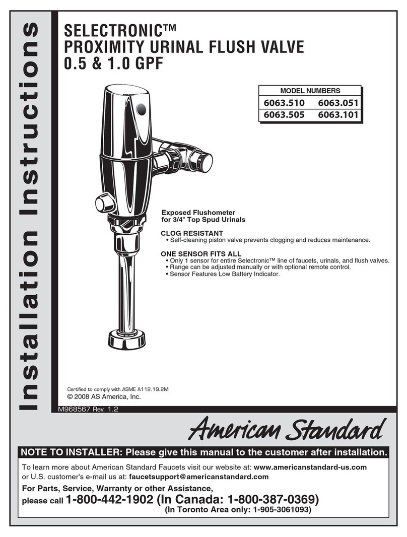 American Standard Selectronic Proximity Urinal Flush Valve... installation instructions American Standard Selectronic Proximity Urinal Flush Valve... installation instructions