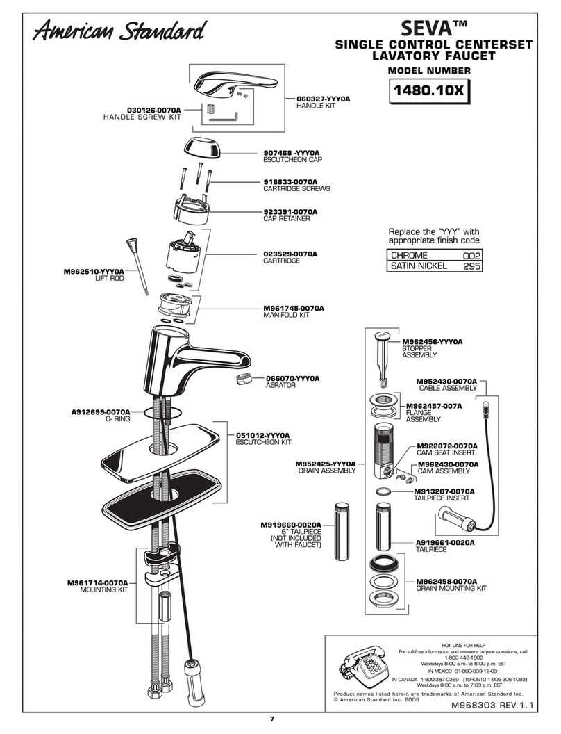 American Standard Seva 1428.10X parts list