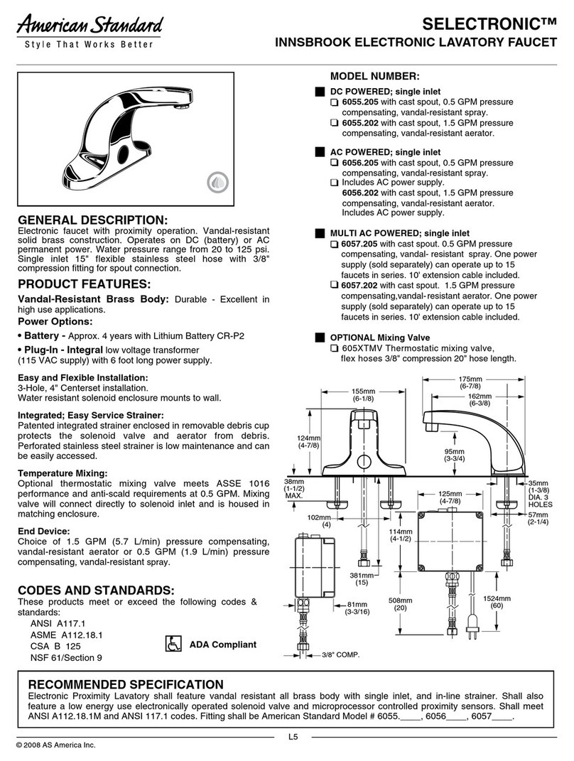 American Standard Selectronic Innsbrook Electronic Lavatory Faucet... Specification sheet