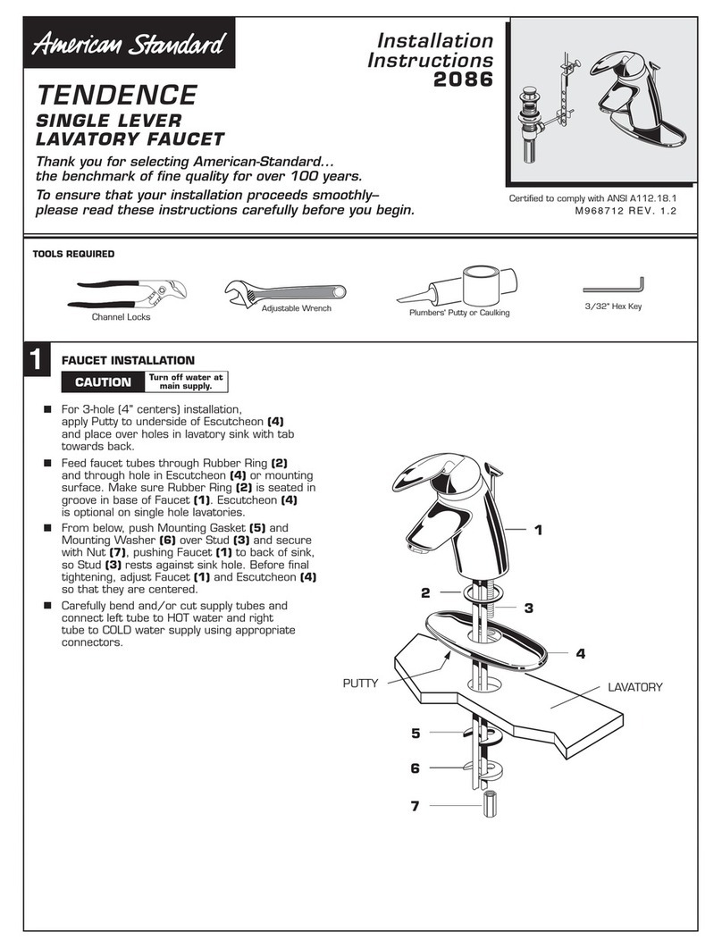 American Standard Tendence 2088 User manual American Standard Tendence 2088 User manual