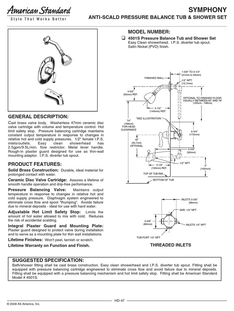 American Standard Symphony 4501S Features & dimensions