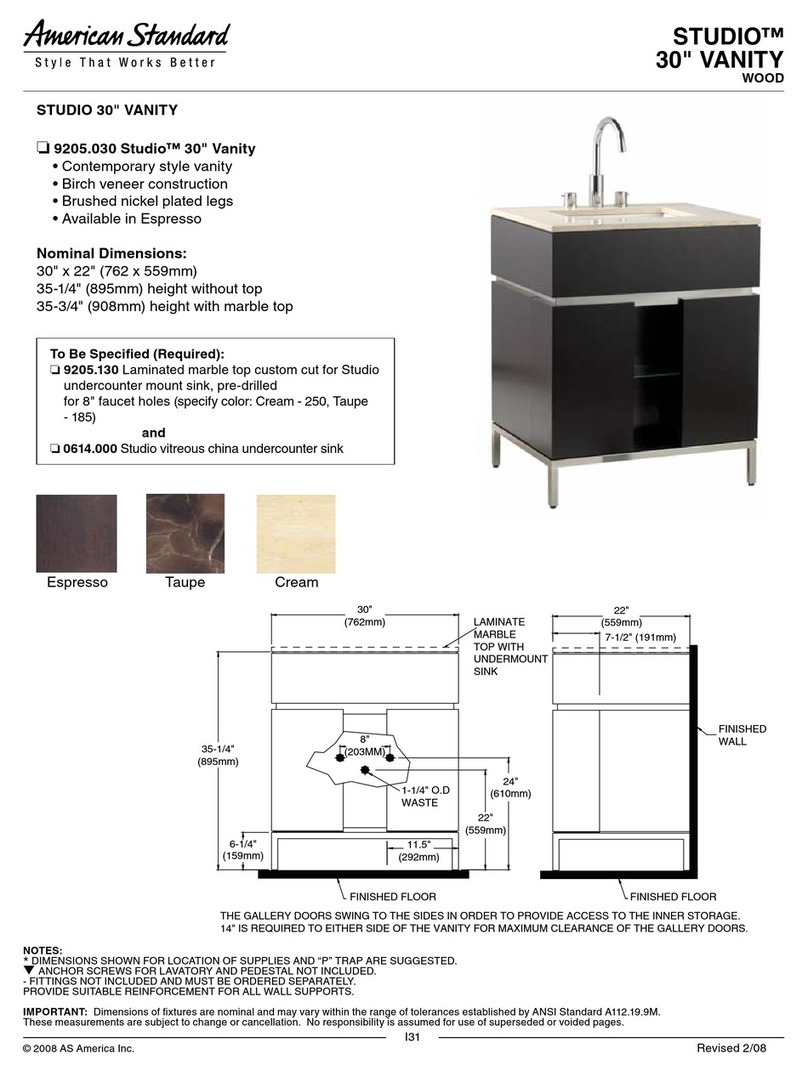 American Standard Studio 30 Vanity Operating and safety instructions
