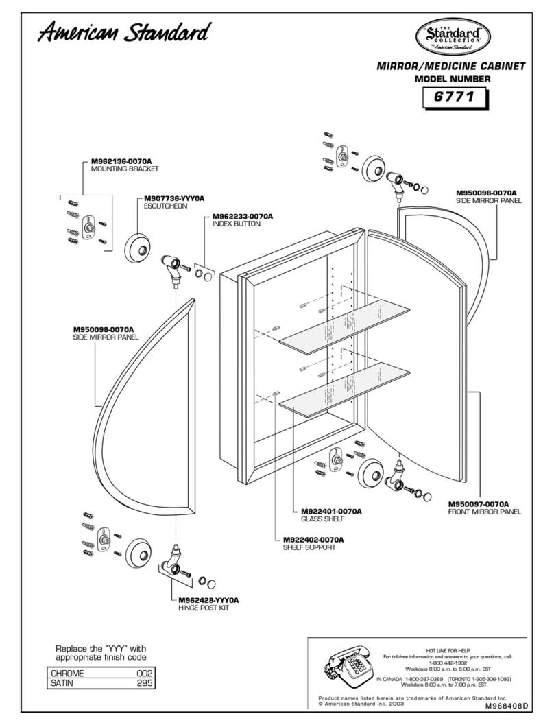American Standard Standard Collection M907736-YYY0A User manual American Standard Standard Collection M907736-YYY0A User manual