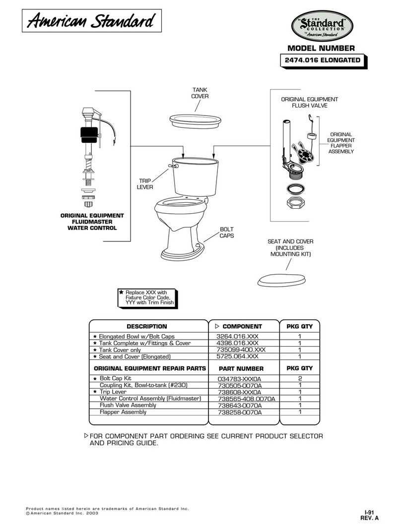 American Standard Standard Collection Elongated Toilet... User manual American Standard Standard Collection Elongated Toilet... User manual