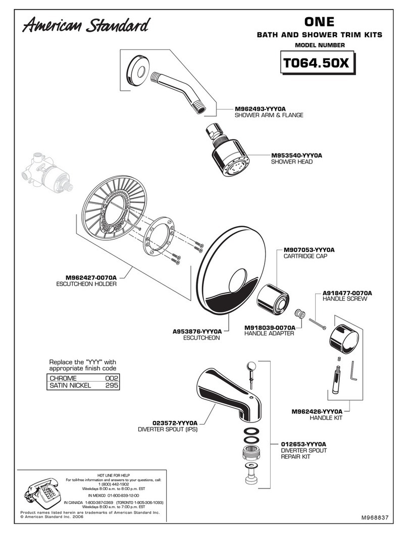American Standard One Bath and Shower Trim Kit T064.50X parts manual