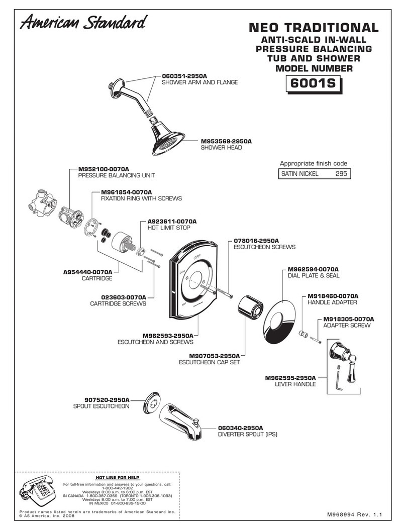 American Standard Neo Anti-Scald Pressure Balance Tub & Shower Set... Quick start guide