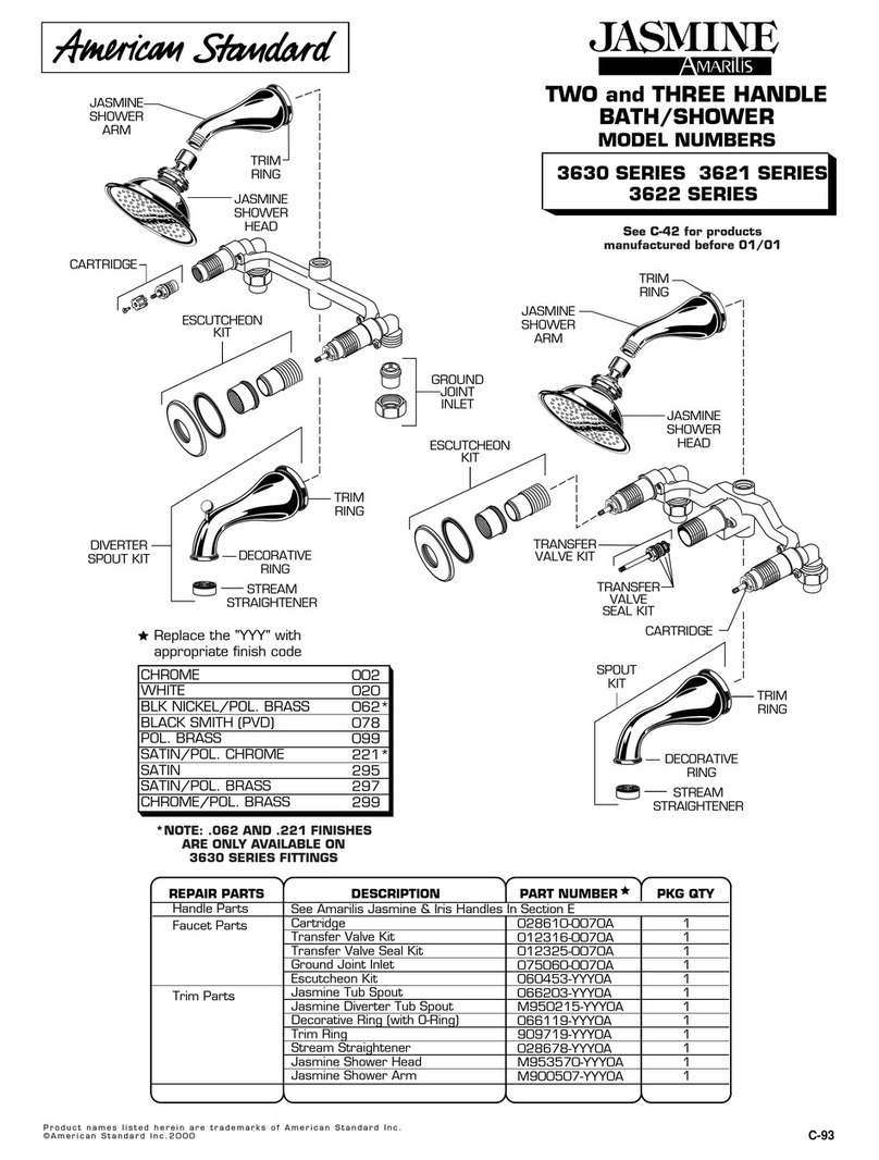 American Standard Jasmine 3621 Series User manual