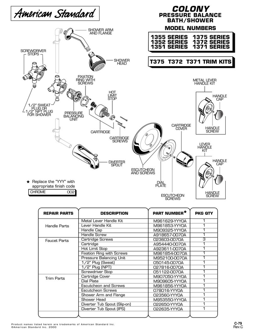 American Standard Colony 1351 SERIES Use and care manual