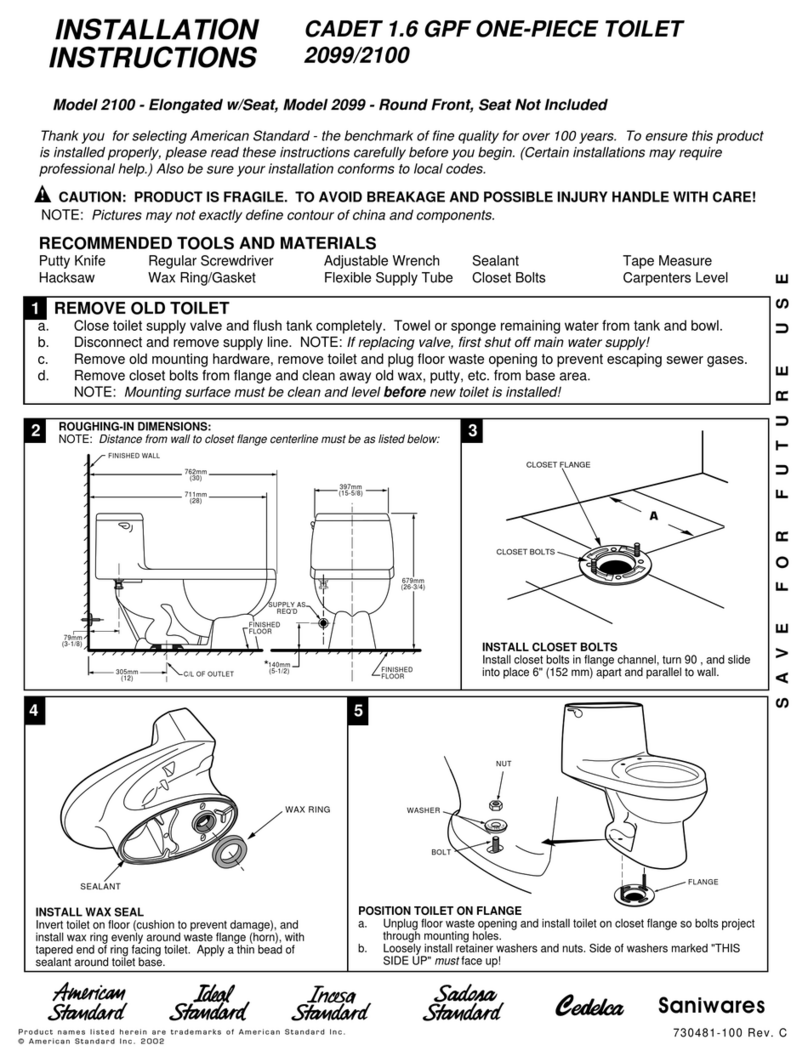 American Standard 2100 installation instructions