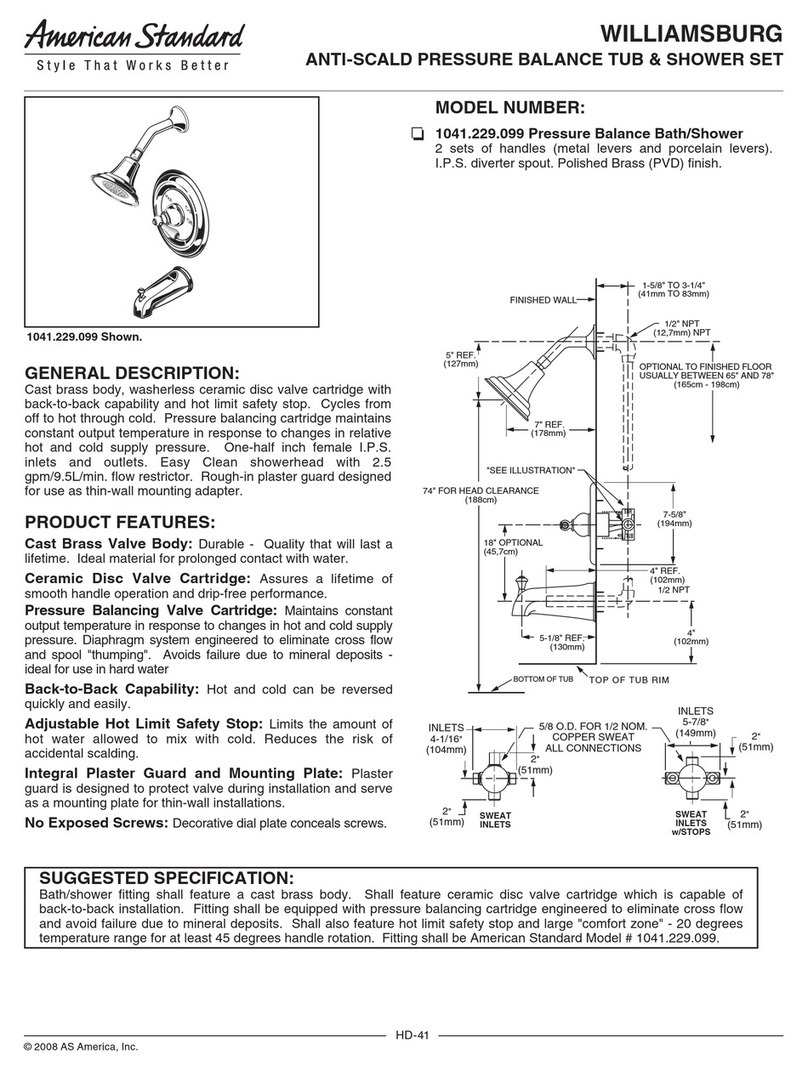 American Standard Williamsburg 1041.229.099 Specification sheet