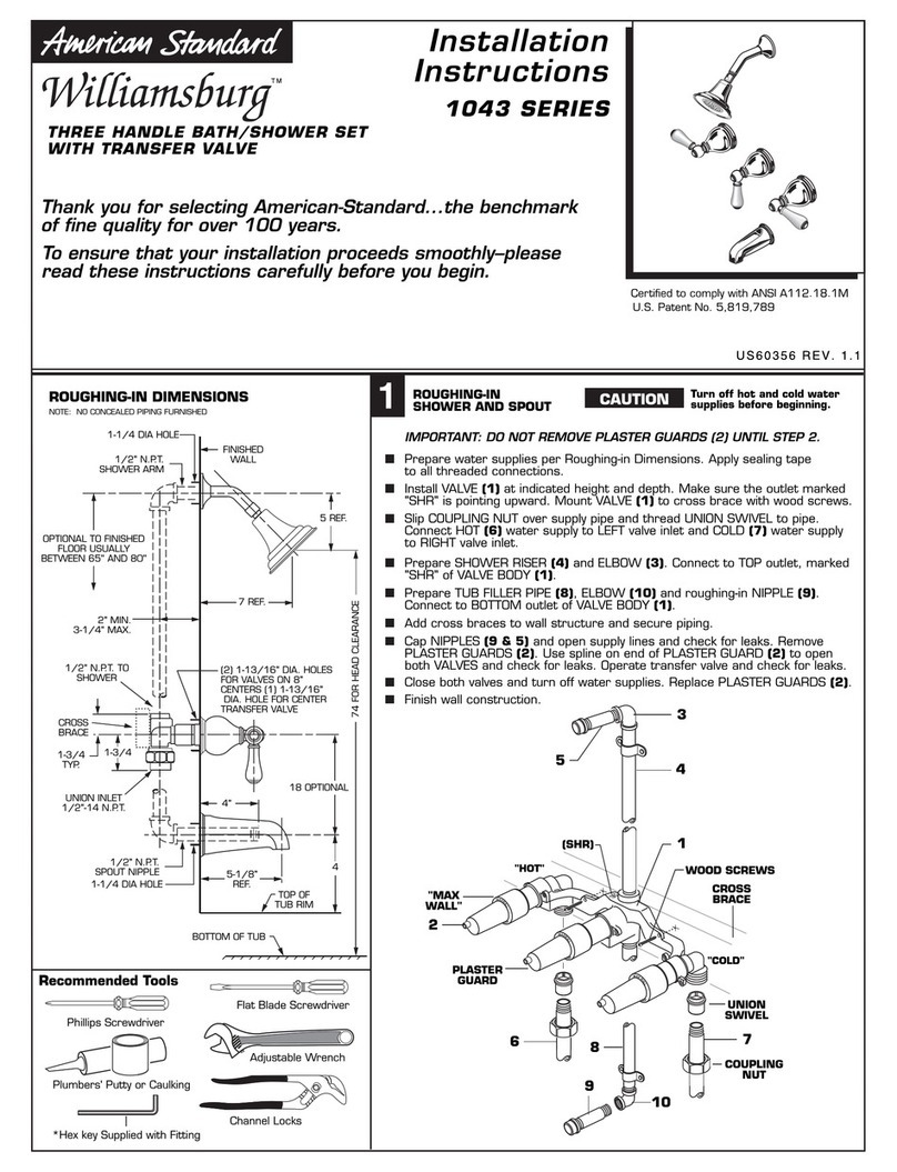 American Standard Williamsburg 1043 Series installation instructions