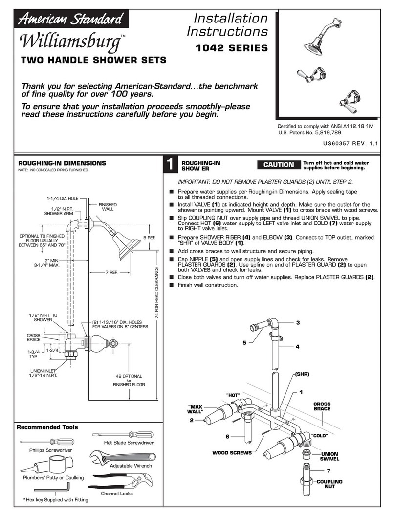 American Standard Williamsburg 1042 Series User manual American Standard Williamsburg 1042 Series User manual