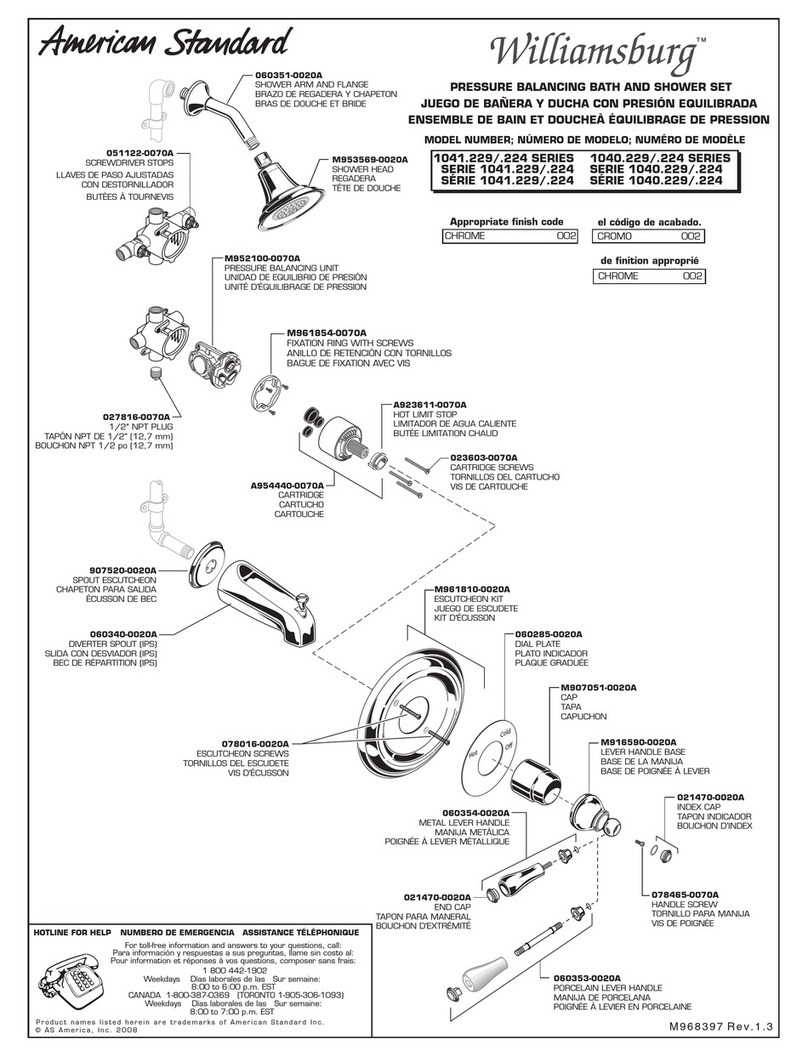 American Standard Williamsburg 078016-0020A parts list