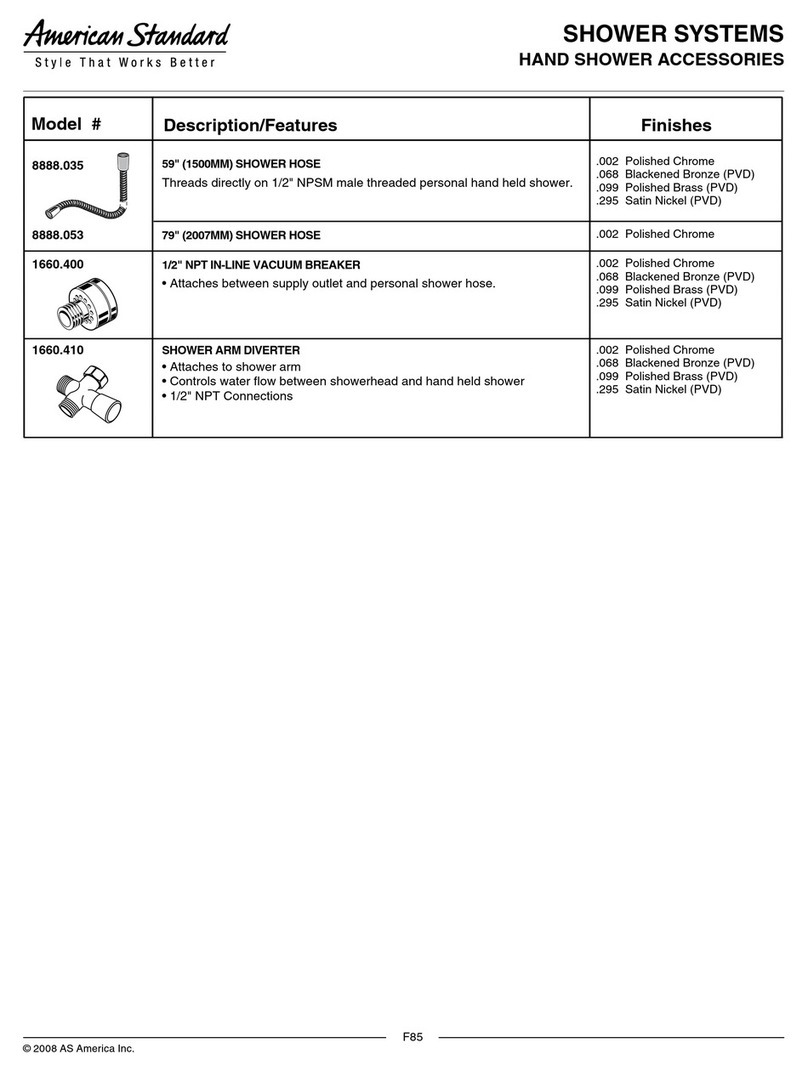 American Standard Shower Systems 1660.410 Specification sheet American Standard Shower Systems 1660.410 Specification sheet