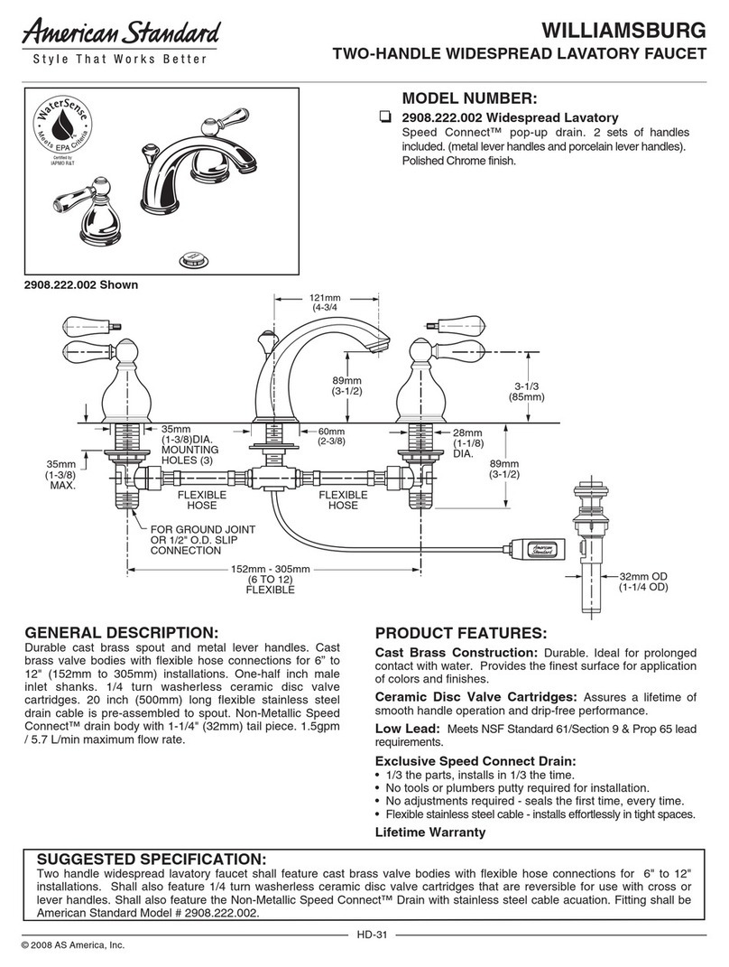 American Standard Williamsburg 2908.222.002 Specification sheet