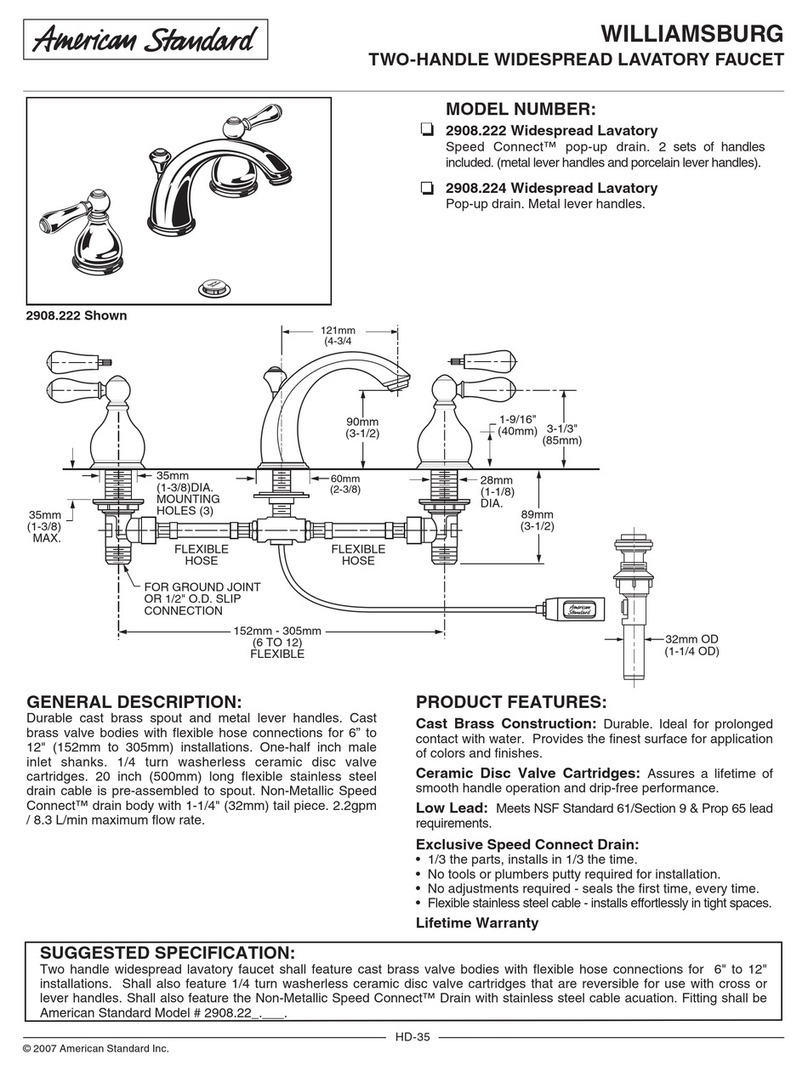 American Standard Williamsburg 2908.22 Specification sheet