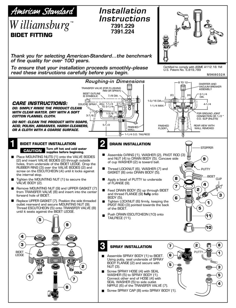 American Standard Williamsburg 7391.224 installation instructions American Standard Williamsburg 7391.224 installation instructions