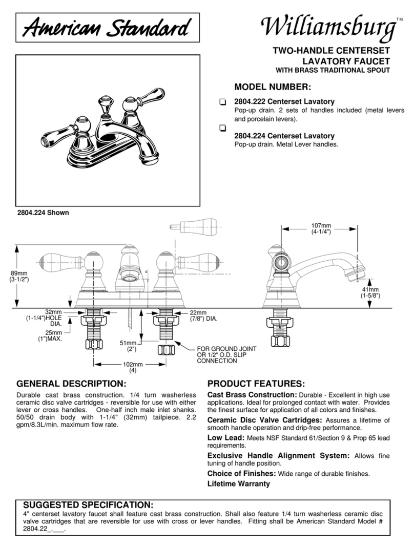 American Standard Williamsburg 2804.22 Specification sheet