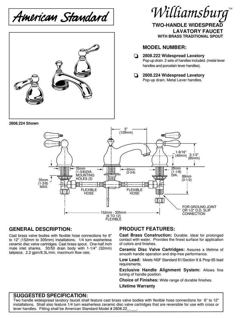 American Standard Williamsburg 2808.22 Specification sheet