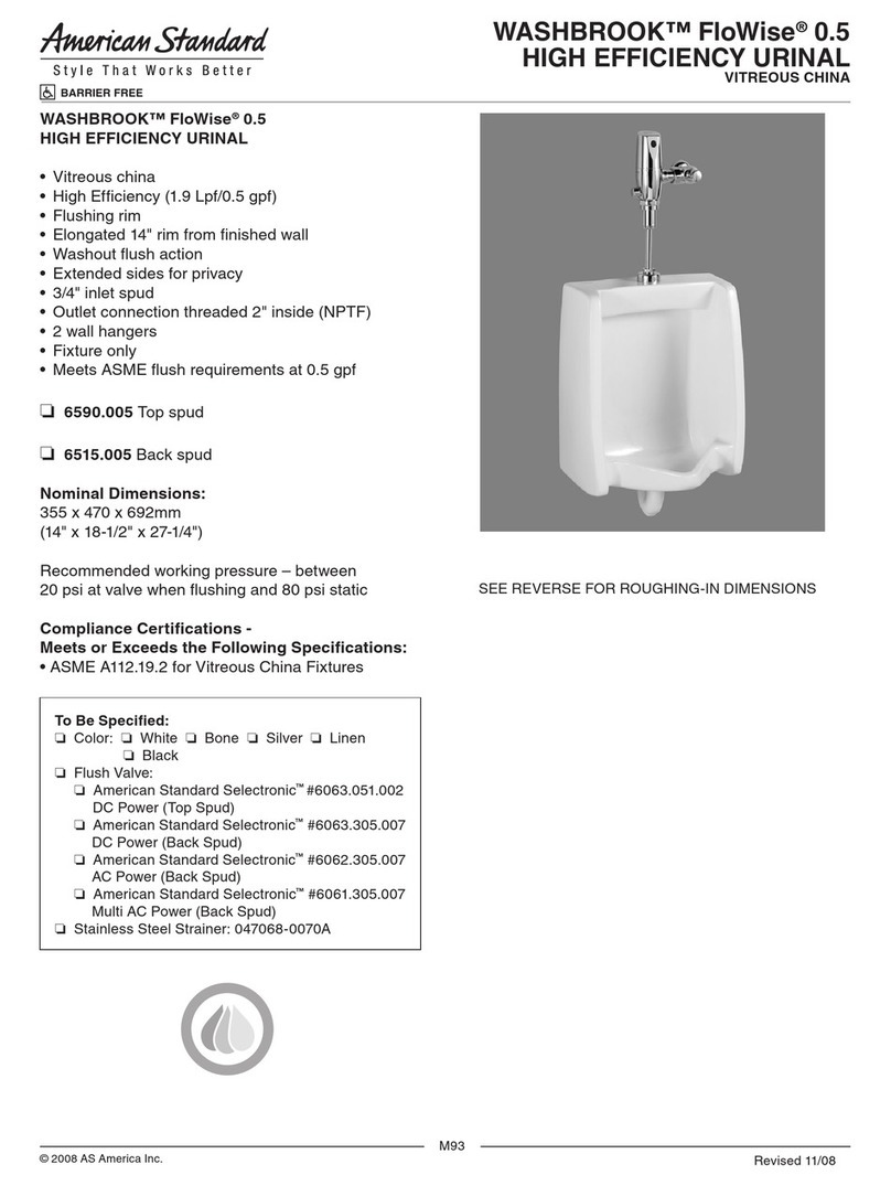 American Standard Washbrook FloWise 0.5 High Efficiency Urinal... Specification sheet American Standard Washbrook FloWise 0.5 High Efficiency Urinal... Specification sheet