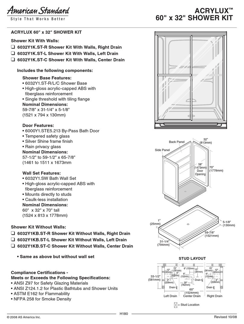 American Standard ACRYLUX 6032Y1K.ST-C Specification sheet