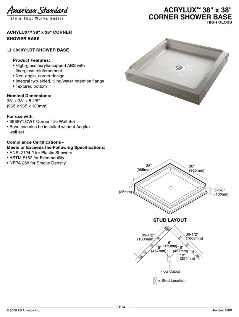 American Standard Acrylux 38" x 38" Corner Shower Base... Operation manual