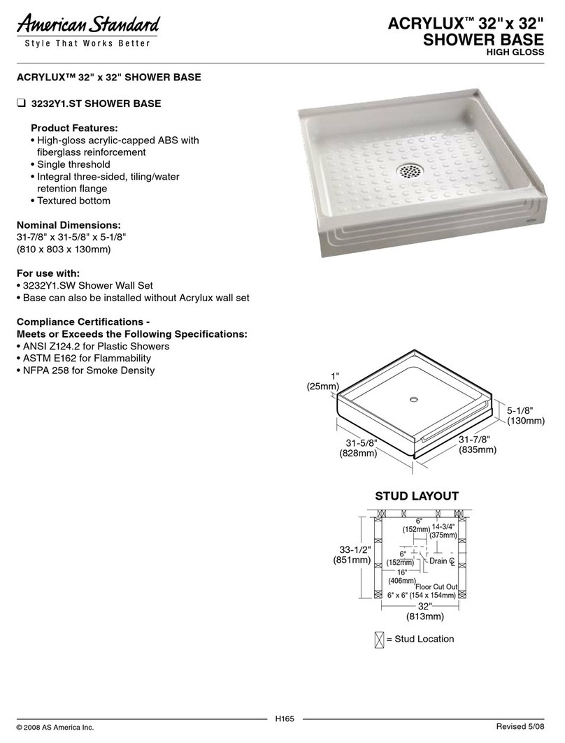American Standard Acrylux 32"x 32" 3232Y1.ST User manual