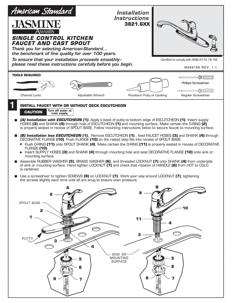 American Standard Jasmine 3821.6XX installation instructions American Standard Jasmine 3821.6XX installation instructions