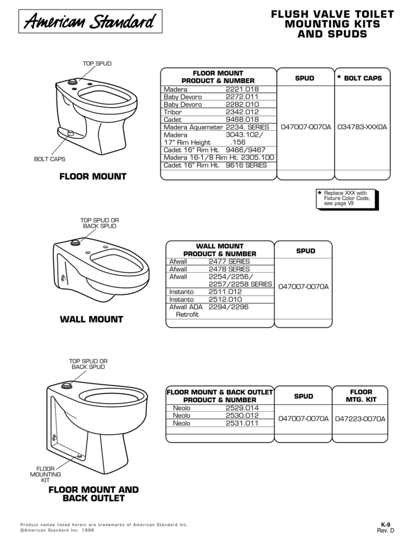 American Standard Instanto 3.5 GPF Elongated Flush Valve Toilet... Specification sheet