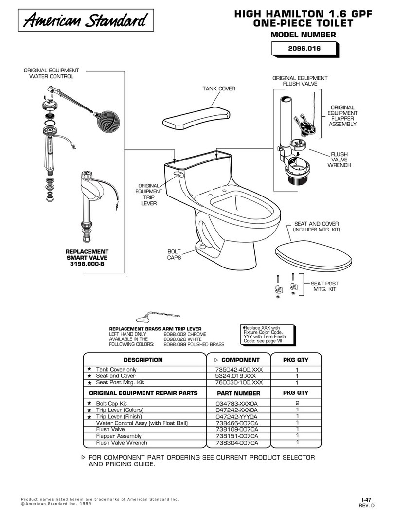 American Standard High Hamilton Elongated Space-saving One-Piece Toilet... parts list