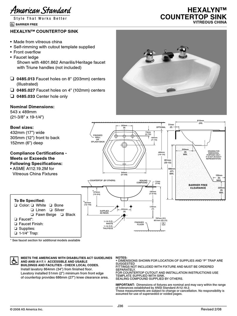 American Standard Hexalyn 0485.013 User manual