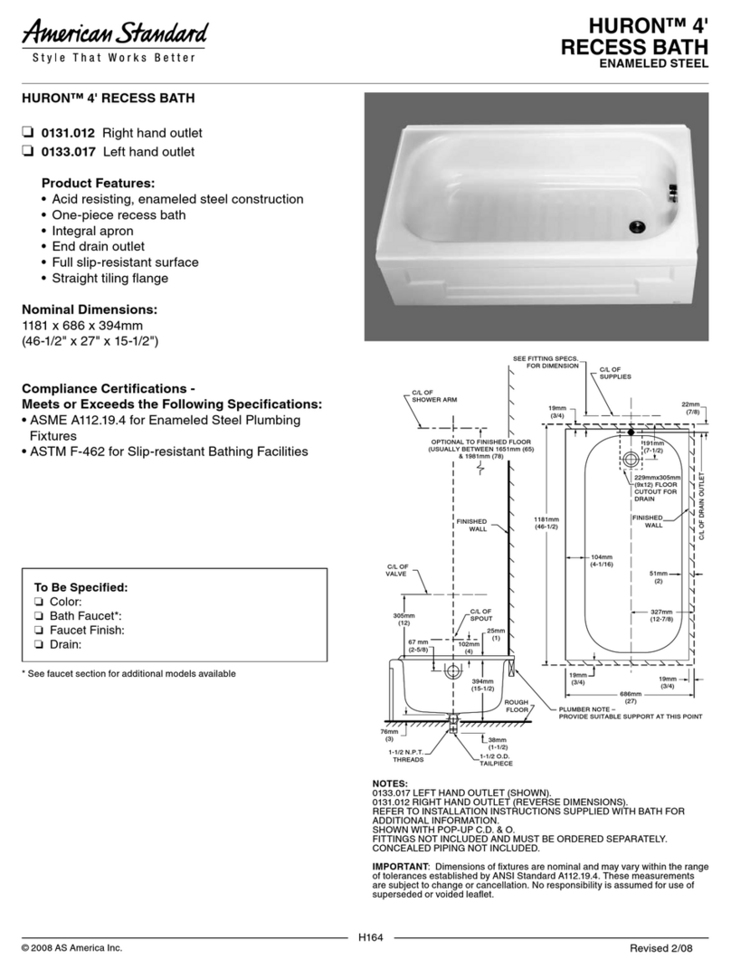 American Standard Huron 4' Recess Bath 0131.012 User manual