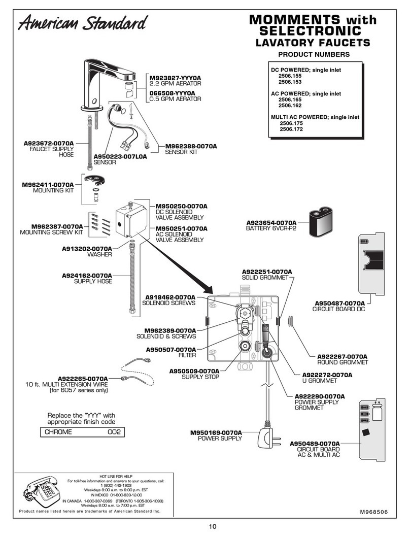 American Standard Moments Selectronic 2506.155 User manual American Standard Moments Selectronic 2506.155 User manual