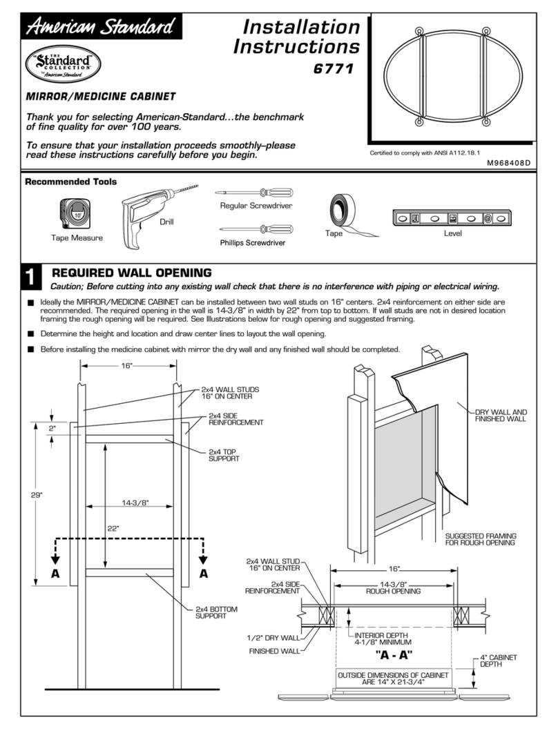 American Standard Mirror with Medicine Cabinet 6771 User manual American Standard Mirror with Medicine Cabinet 6771 User manual