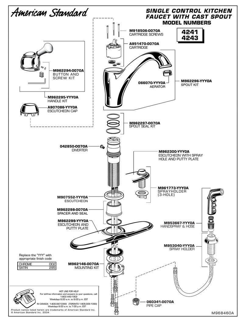 American Standard M907552-YYY0A User manual