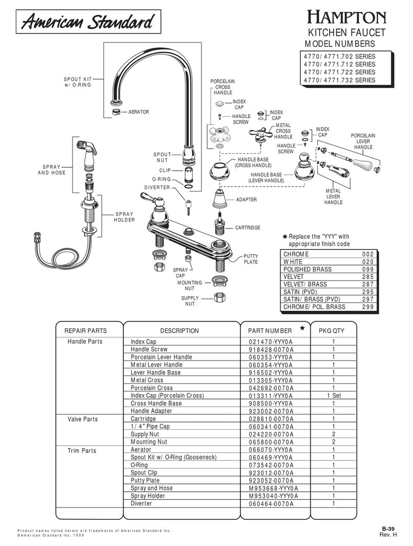 American Standard Hampton 4770.702 SERIES repair parts