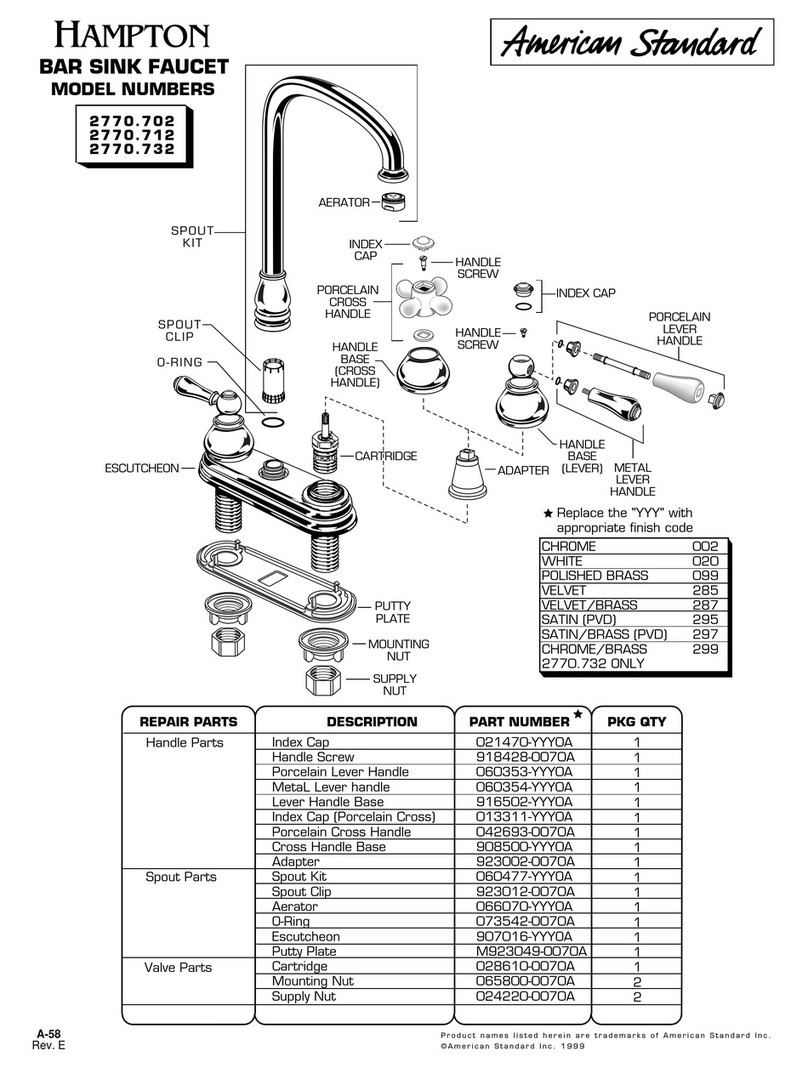 American Standard Hampton 2770.702 parts list
