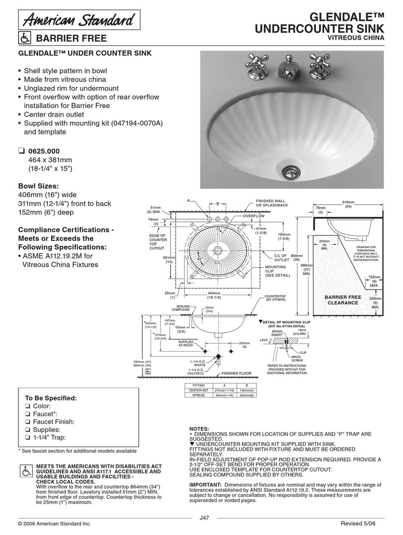 American Standard Glendale 0625.000 User manual