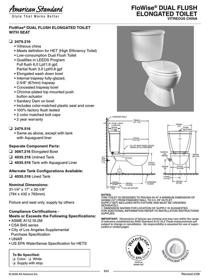 American Standard FloWise 3067.216 User manual American Standard FloWise 3067.216 User manual